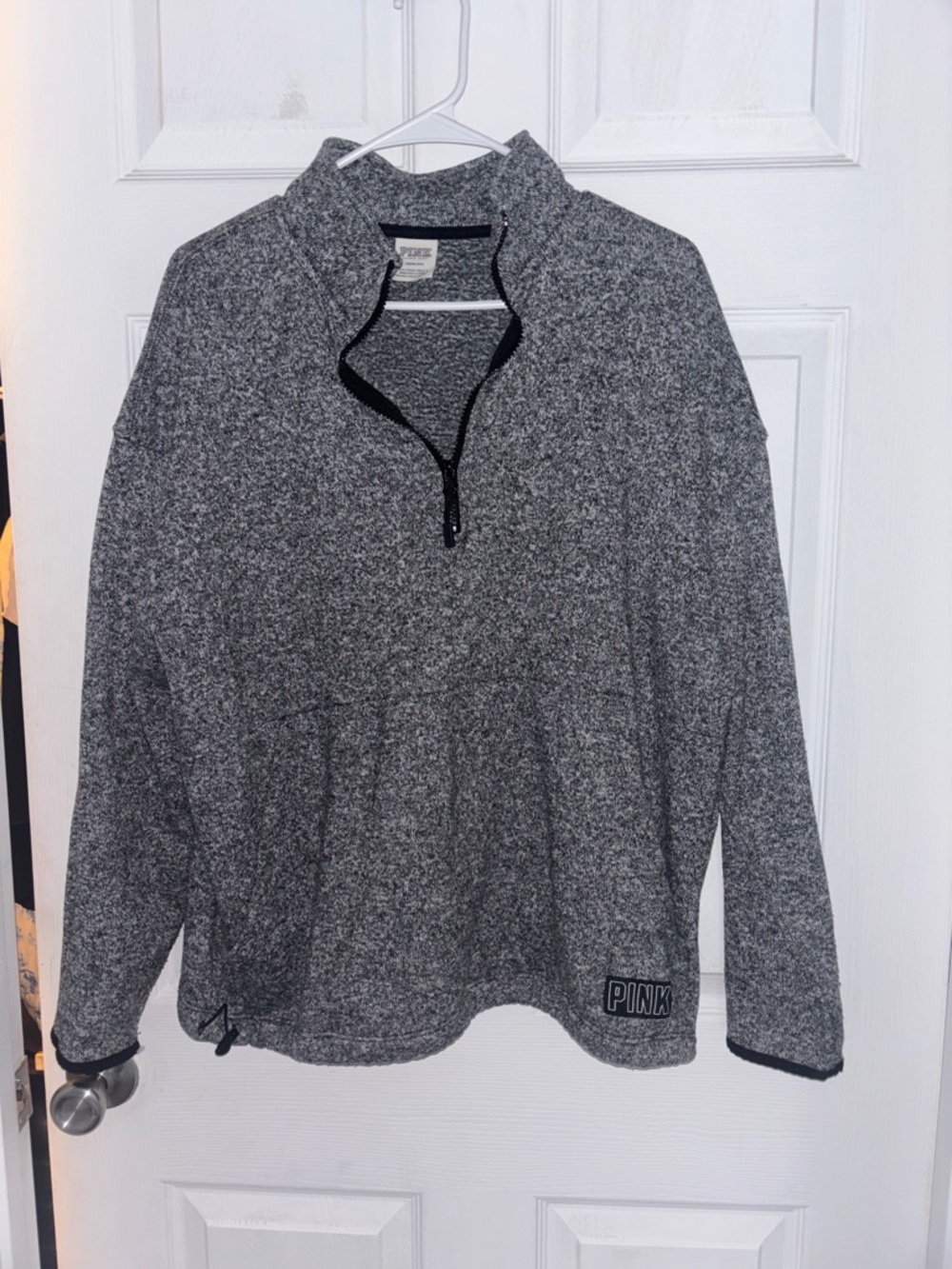 PINK Victoria's Secret Gray Quarter-Zip Sweater Pullover